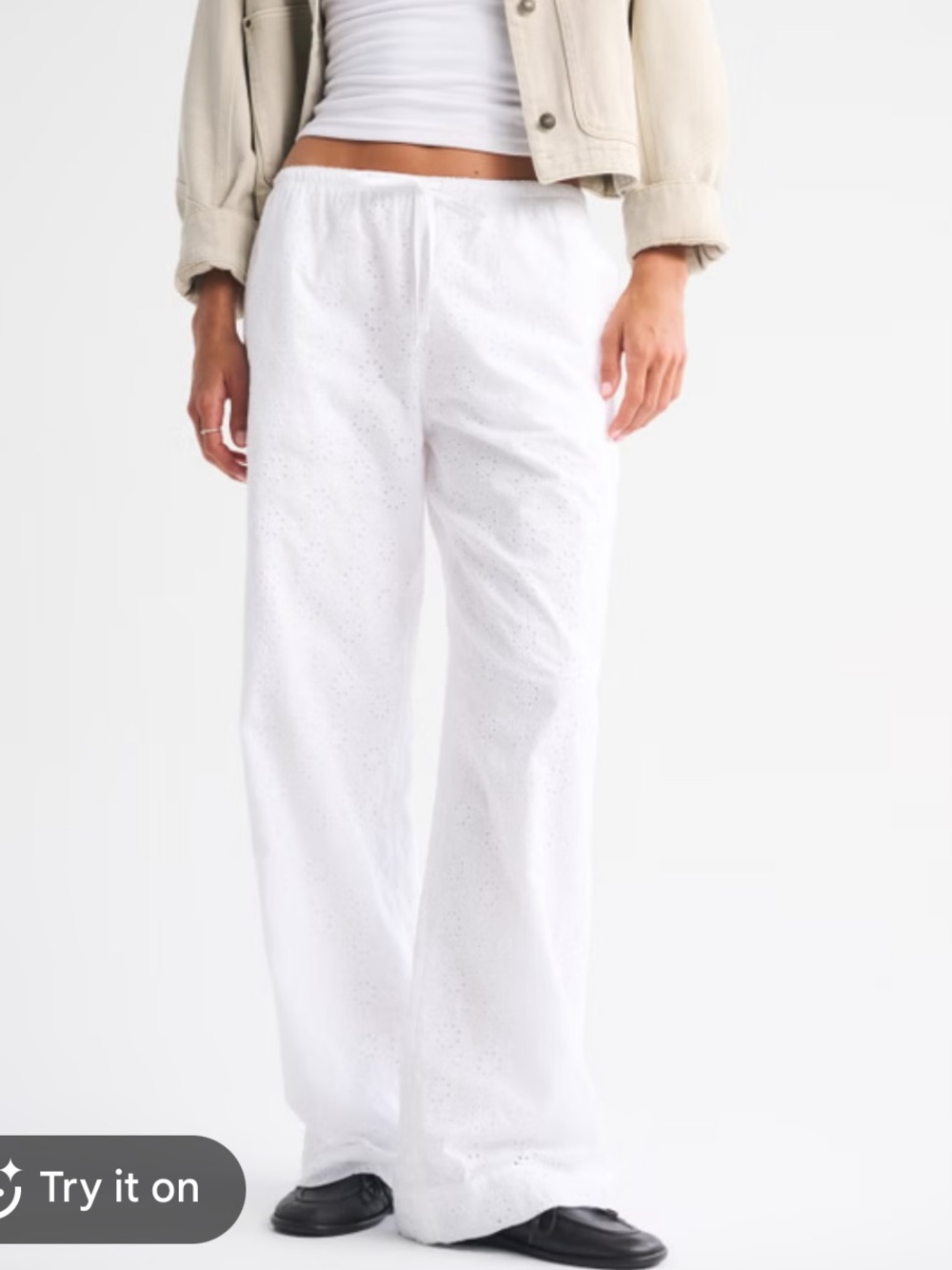 NWT Abercrombie & fitch eyelet pull on pants white